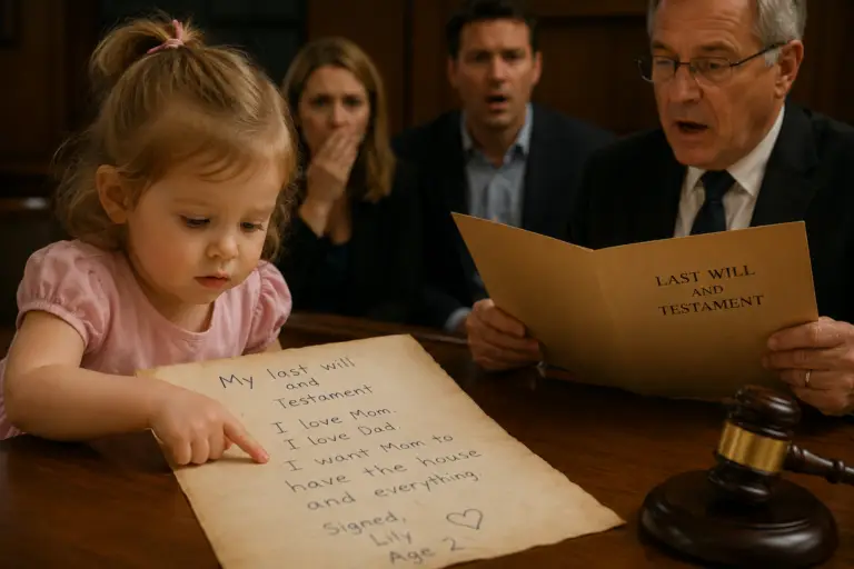 Page two will story with a lawyer reading a hidden will while shocked relatives listen after the funeral