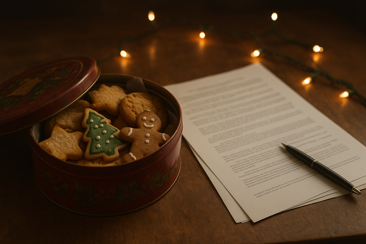 christmas cottage story illustration for His Sister Hid the Will in a Christmas Tin, But Father Had Already Mailed a Copy