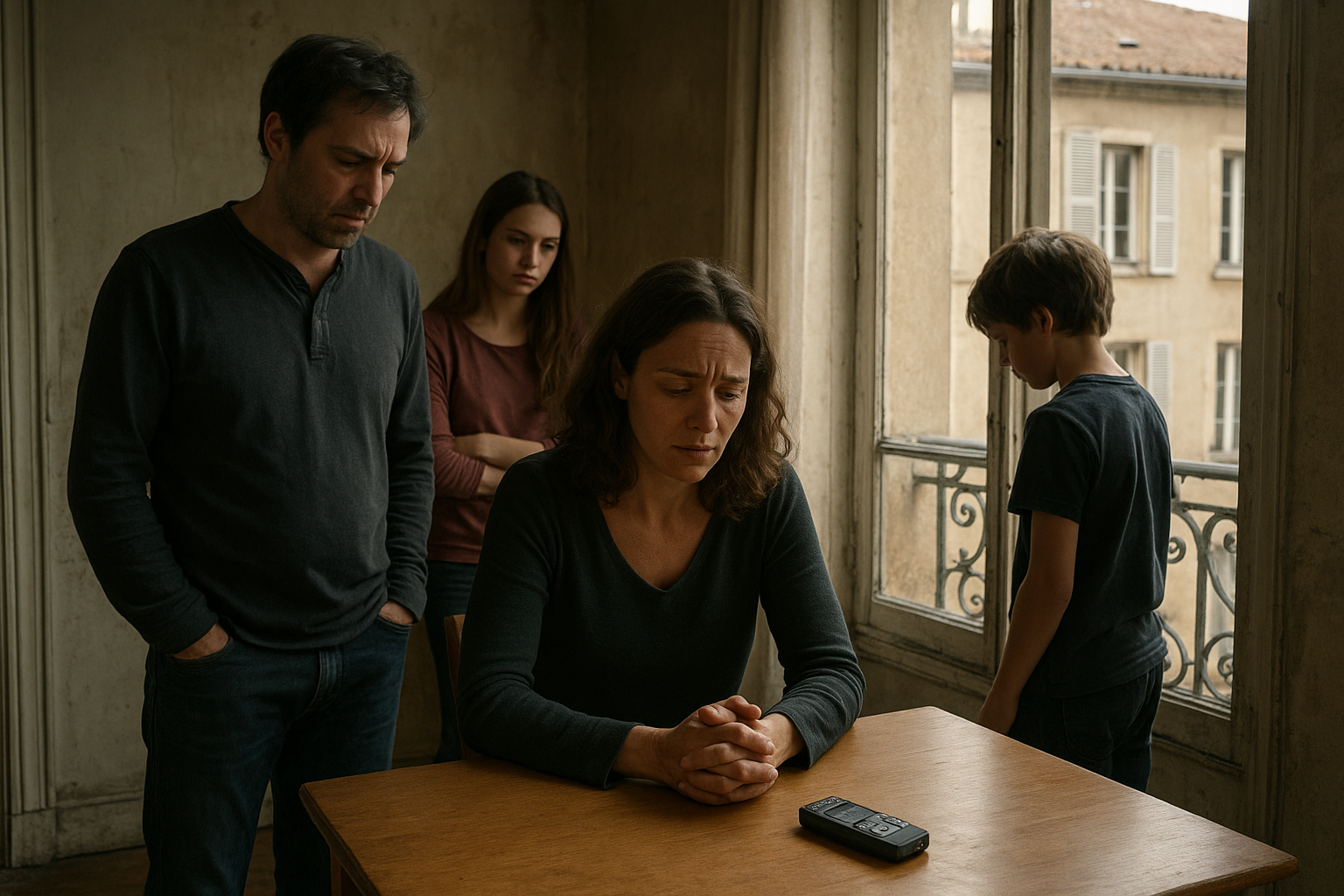 French family story illustration for Omar Was Left Out of the Family Meeting in Lyon, Until the Recorded Voice Message Had Her Name