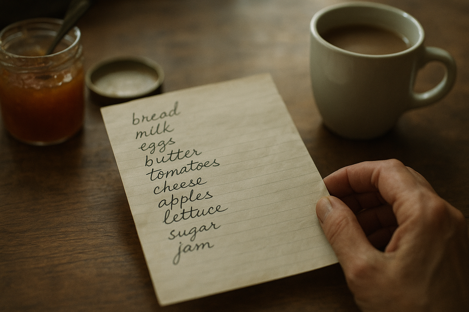 grocery list story illustration for The Final Grocery List Had Three Names Crossed Out and One Name Circled