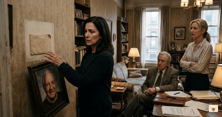 Hidden letter inheritance story showing Lena Diane and their father’s portrait in a Brooklyn apartment
