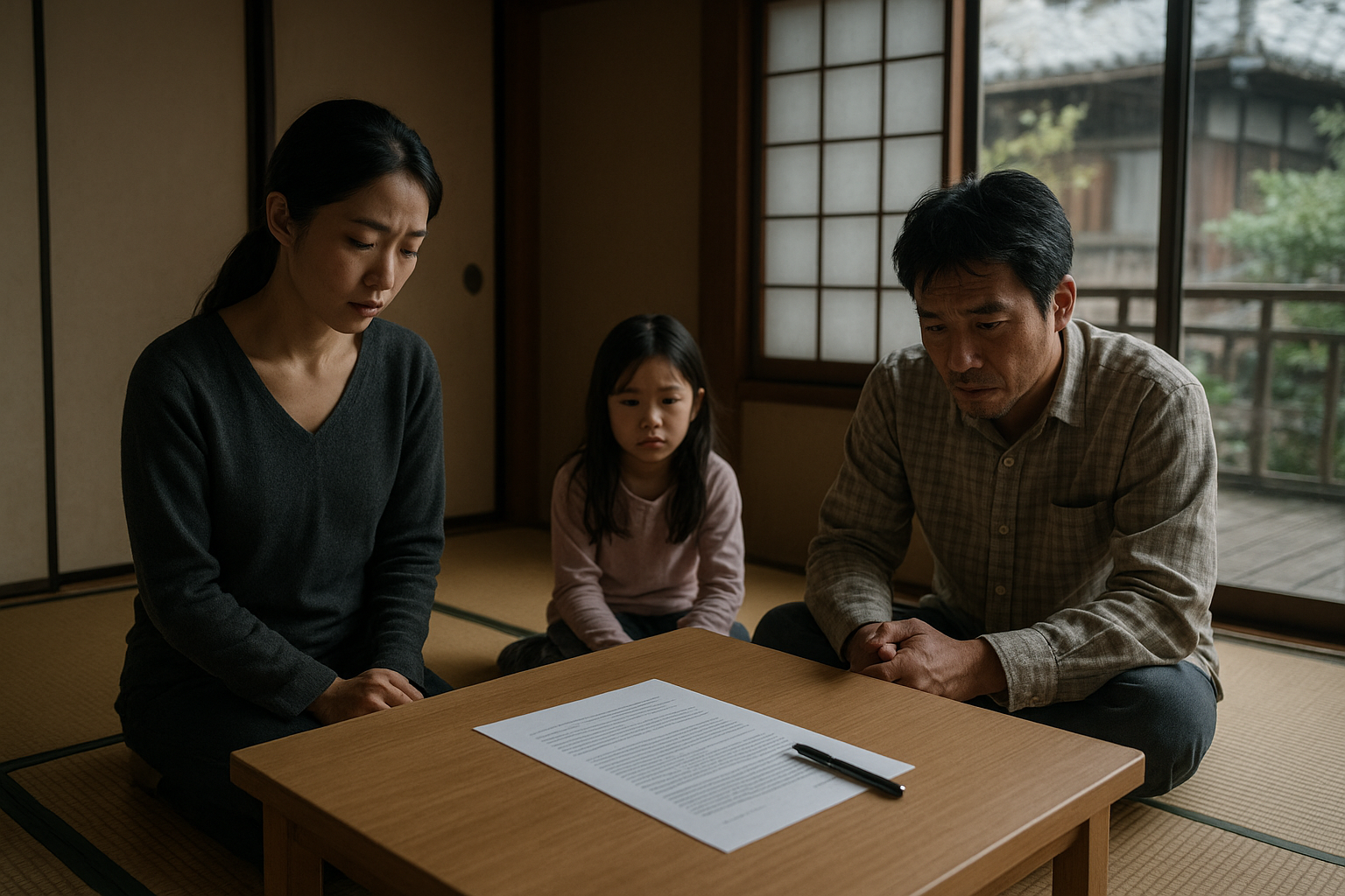 Japanese family story illustration for The Relative Who Wanted the Old Family Ryokan in Kyoto Forgot About the Sale Contract
