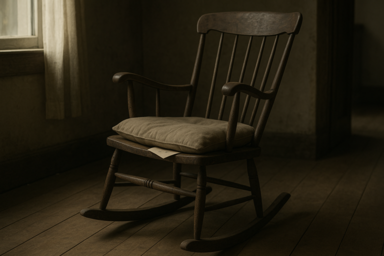 rocking chair story illustration for He Sold His Mother's Rocking Chair Before the Funeral, Then Found Her Final Note Under the Seat