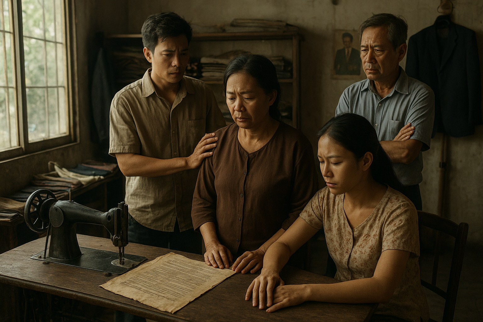 Vietnamese family story illustration for The Quiet Caregiver in Da Nang Opened One Envelope and Stopped the Sale