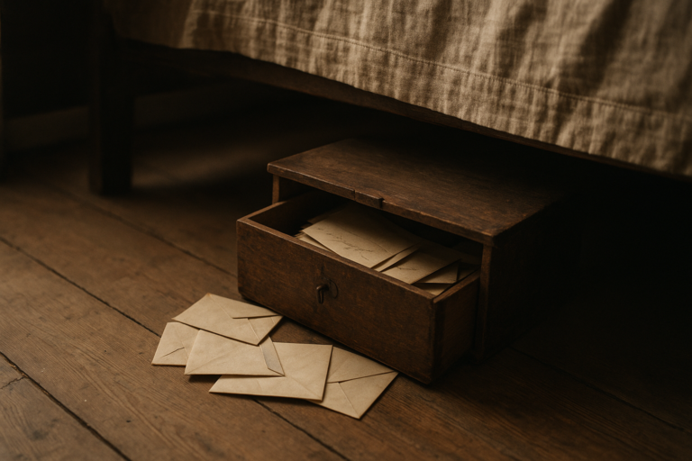 wooden box story illustration for The Wooden Box Under the Bed Was Not Full of Jewelry, But It Broke the Family Open